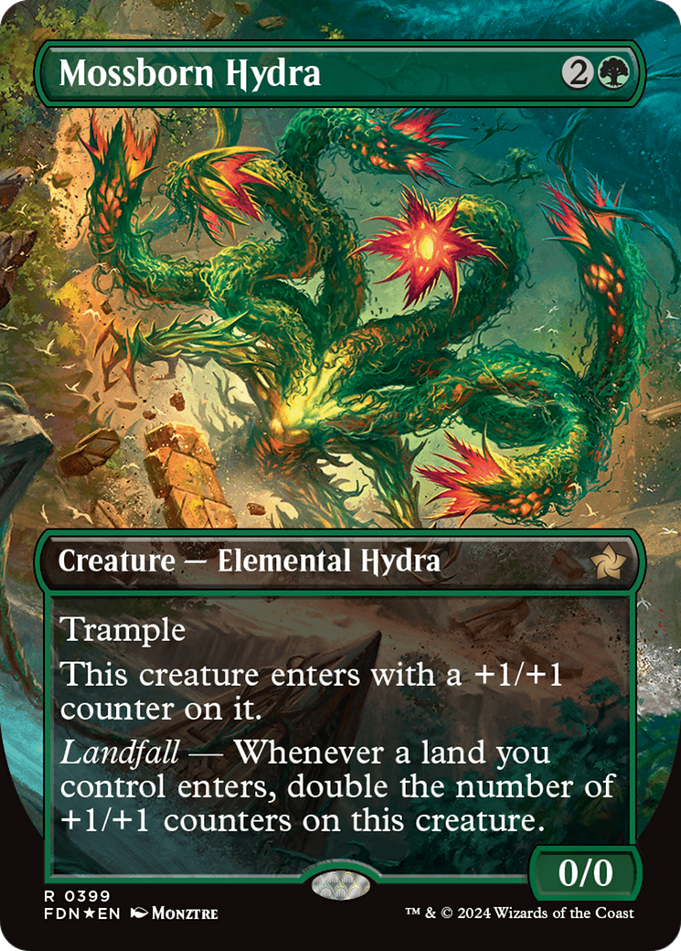 Mossborn Hydra (Borderless) (Mana Foil) [Foundations] | Impulse Games and Hobbies