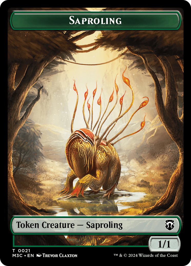 Tarmogoyf (Ripple Foil) // Saproling Double-Sided Token [Modern Horizons 3 Commander Tokens] | Impulse Games and Hobbies