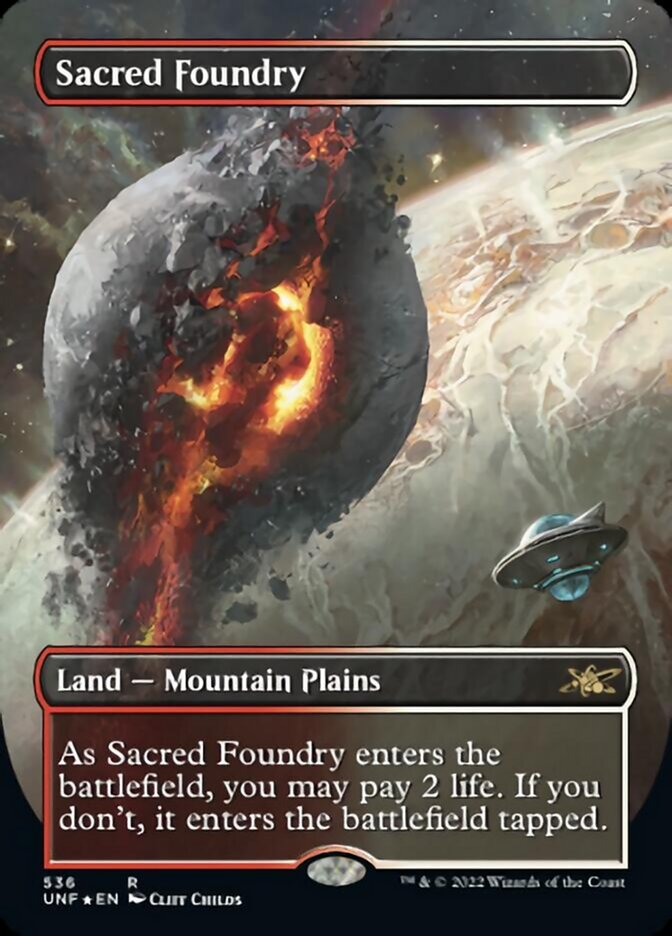 Sacred Foundry (Borderless) (Galaxy Foil) [Unfinity] | Impulse Games and Hobbies