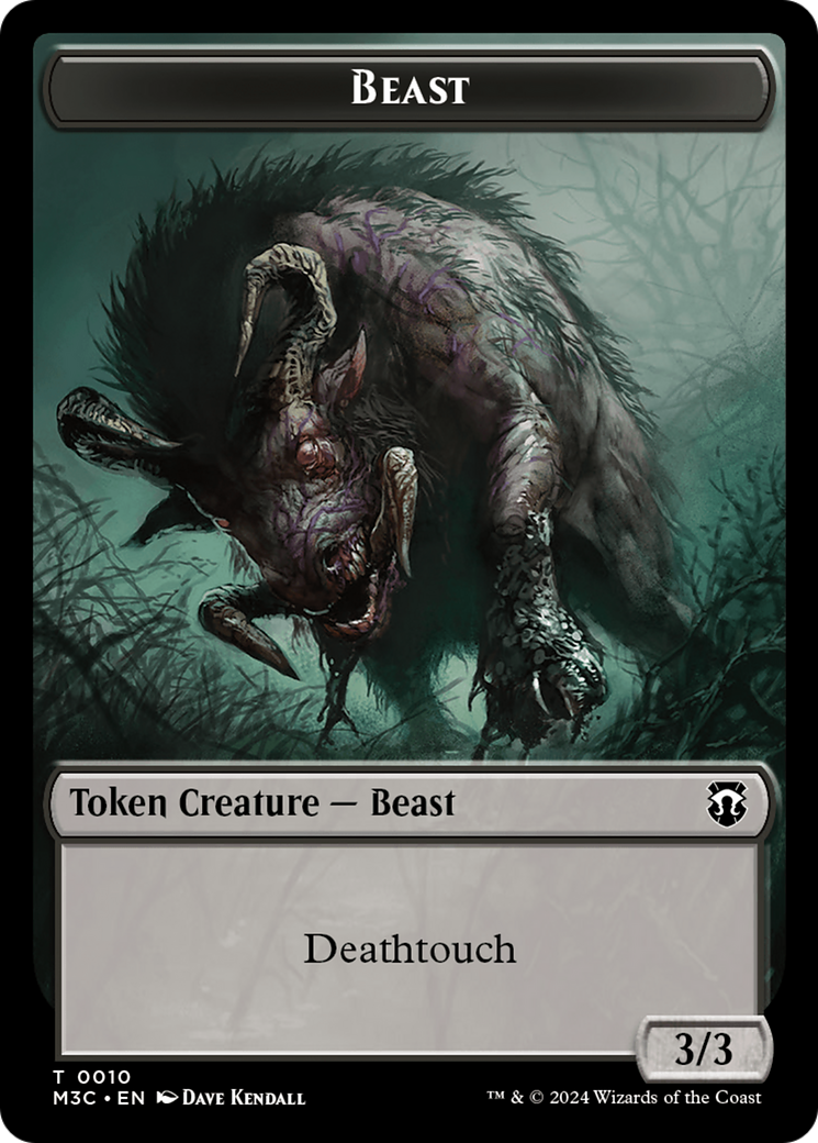 Beast (0010) (Ripple Foil) // Shapeshifter (0008) Double-Sided Token [Modern Horizons 3 Commander Tokens] | Impulse Games and Hobbies