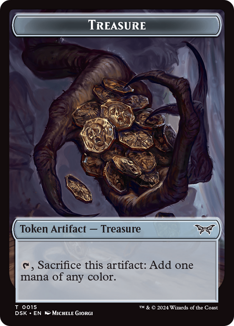 Treasure // Manifest Double-Sided Token [Duskmourn: House of Horror Tokens] | Impulse Games and Hobbies