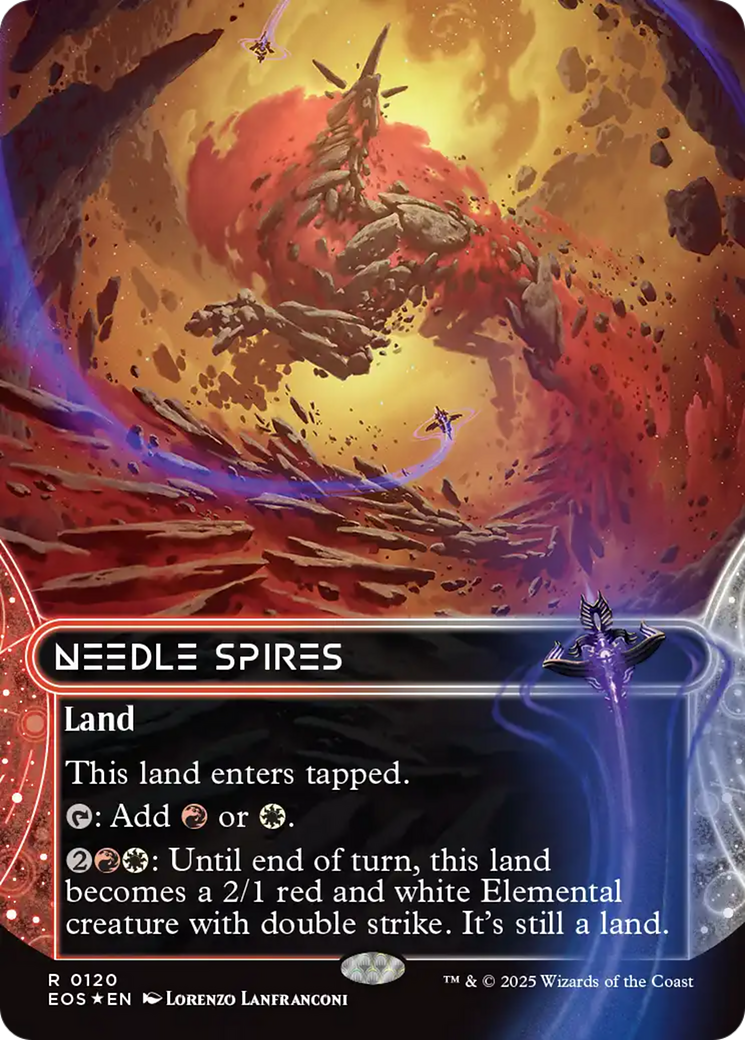 Needle Spires (0120) (Borderless) (Galaxy Foil) [Edge of Eternities: Stellar Sights] | Impulse Games and Hobbies