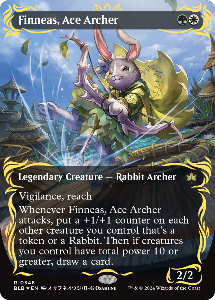 Finneas, Ace Archer (Borderless) (Raised Foil) [Bloomburrow] | Impulse Games and Hobbies