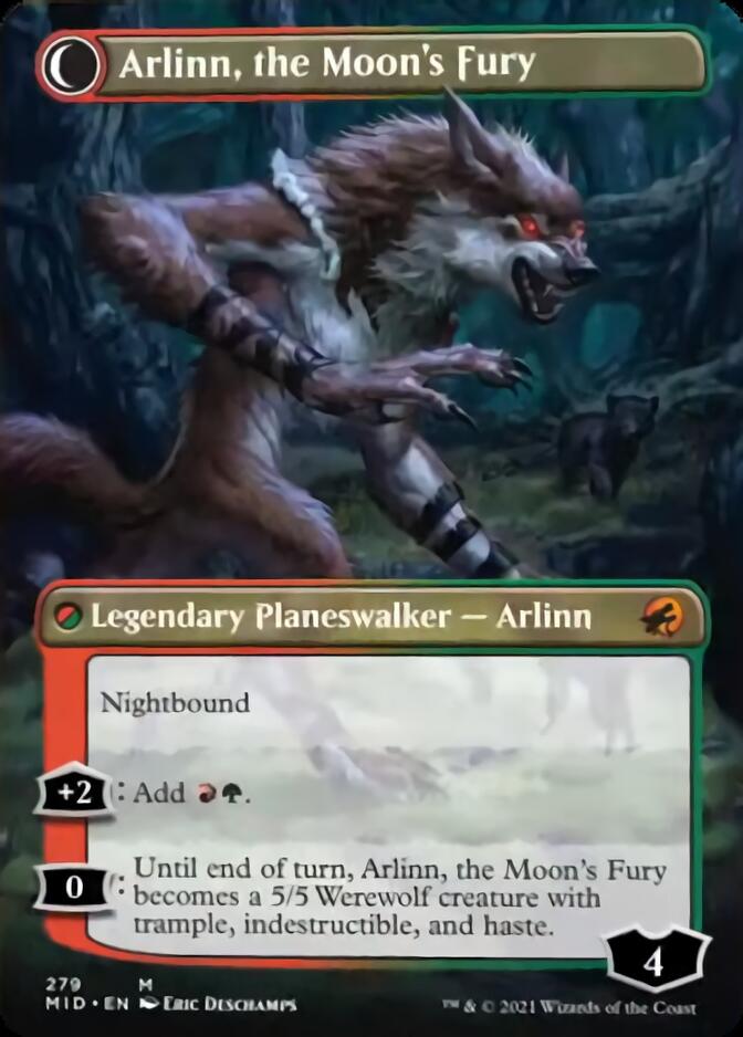Arlinn, the Pack's Hope // Arlinn, the Moon's Fury (Borderless) [Innistrad: Midnight Hunt] | Impulse Games and Hobbies