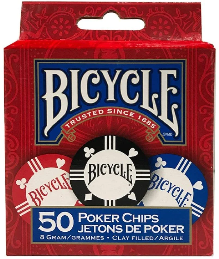 BICYCLE - 8 GRAM CLAY POKER CHIPS 50CT | Impulse Games and Hobbies