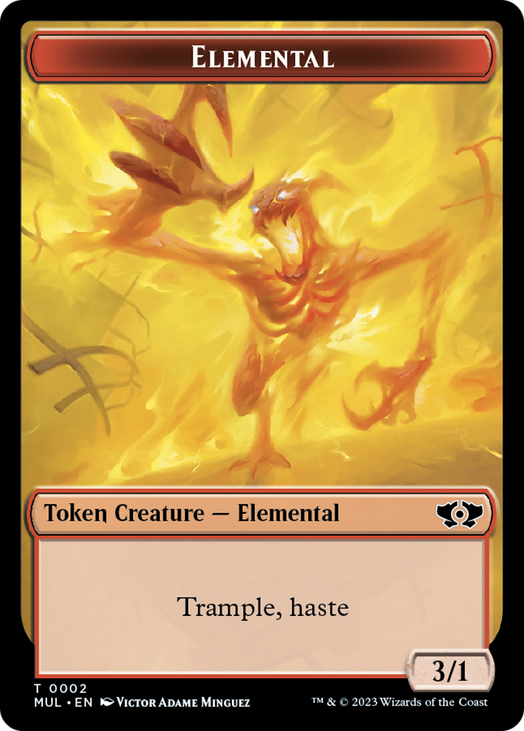 Elemental (2) // Teferi Akosa of Zhalfir Emblem Double-Sided Token [March of the Machine Tokens] | Impulse Games and Hobbies