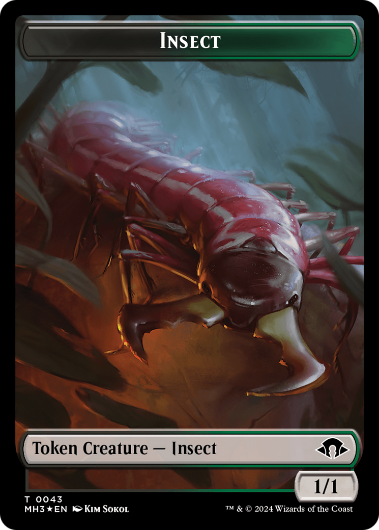 Insect (0043) (Ripple Foil) // Zombie Double-Sided Token [Modern Horizons 3 Tokens] | Impulse Games and Hobbies