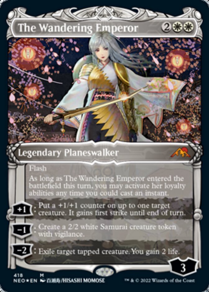 The Wandering Emperor (Showcase) (Foil Etched) [Kamigawa: Neon Dynasty] | Impulse Games and Hobbies