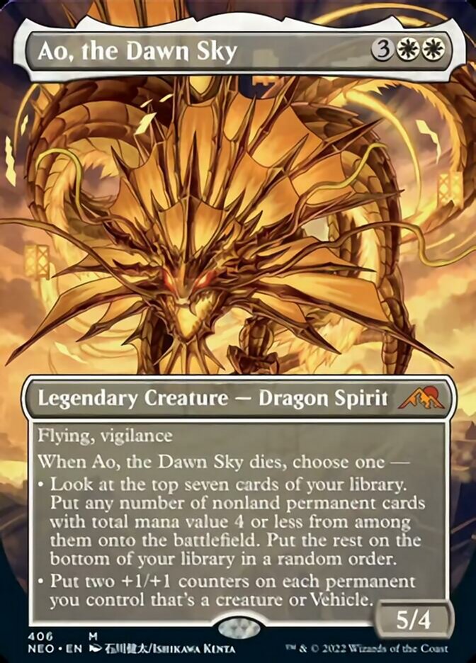 Ao, the Dawn Sky (Borderless Alternate Art) [Kamigawa: Neon Dynasty] | Impulse Games and Hobbies