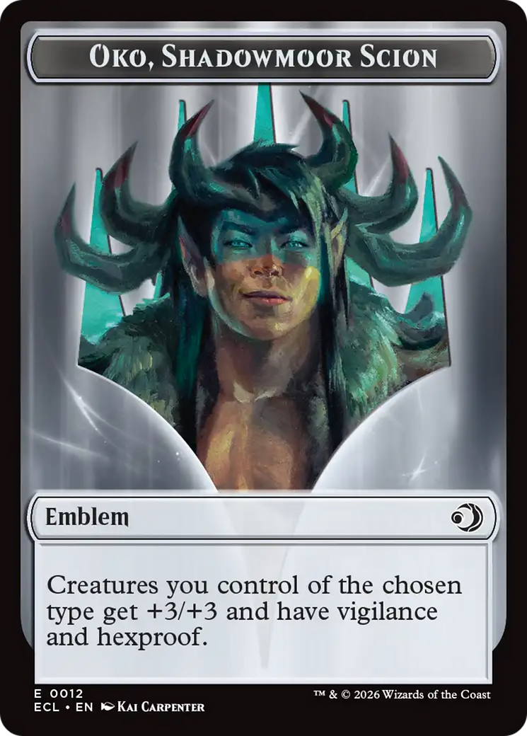 Elk // Emblem - Oko, Shadowmoor Scion Double-Sided Token [Lorwyn Eclipsed Tokens] | Impulse Games and Hobbies