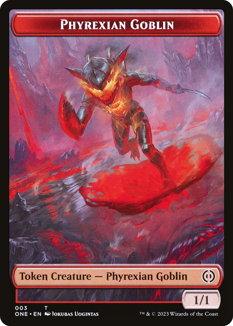 Phyrexian Goblin // The Hollow Sentinel Double-Sided Token [Phyrexia: All Will Be One Tokens] | Impulse Games and Hobbies