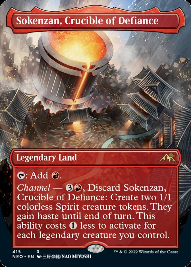 Sokenzan, Crucible of Defiance (Borderless Alternate Art) [Kamigawa: Neon Dynasty] | Impulse Games and Hobbies