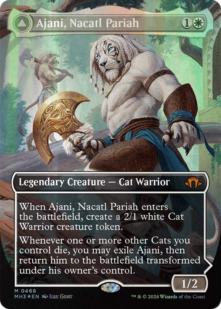 Ajani, Nacatl Pariah // Ajani, Nacatl Avenger (Borderless) (Textured Foil) [Modern Horizons 3] | Impulse Games and Hobbies