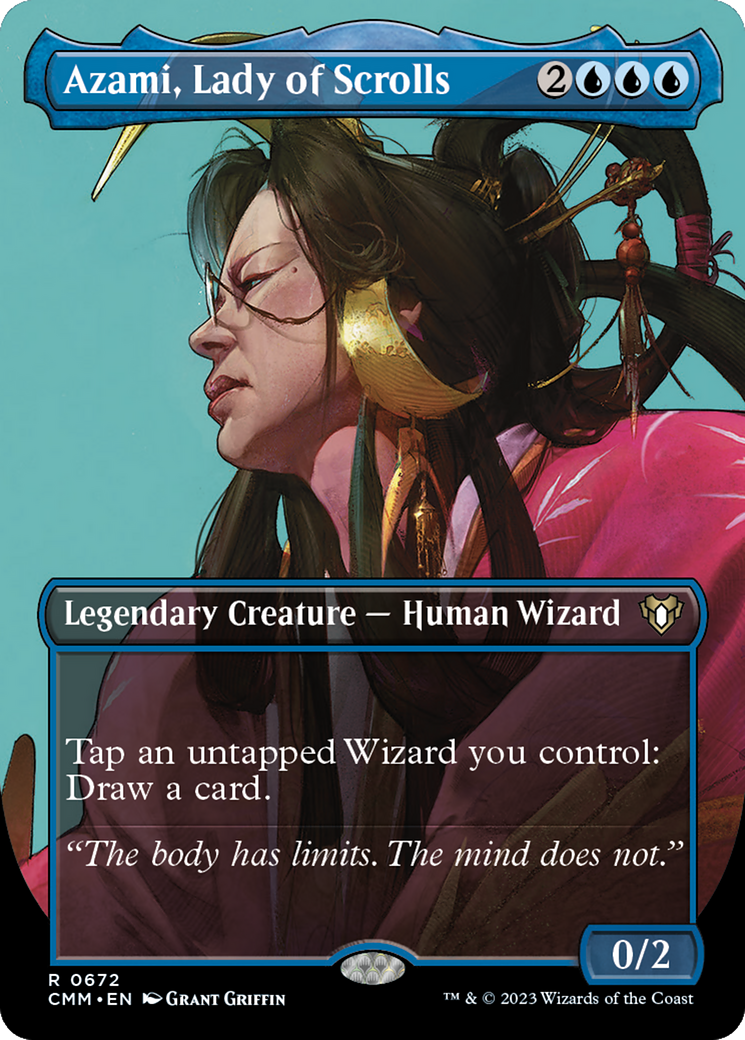 Azami, Lady of Scrolls (Borderless Profile) [Commander Masters] | Impulse Games and Hobbies