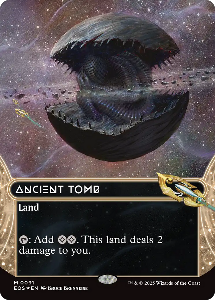 Ancient Tomb (0091) (Borderless) (Galaxy Foil) [Edge of Eternities] | Impulse Games and Hobbies