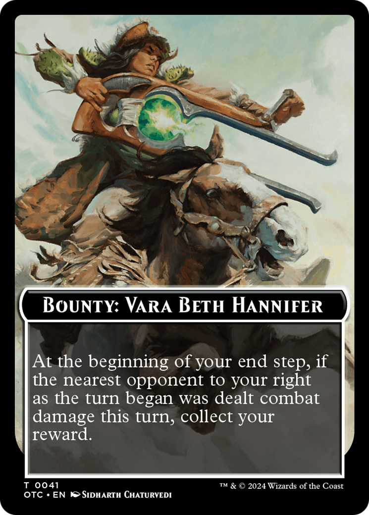 Bounty: Vara Beth Hannifer // Bounty Rules Double-Sided Token [Outlaws of Thunder Junction Commander Tokens] | Impulse Games and Hobbies