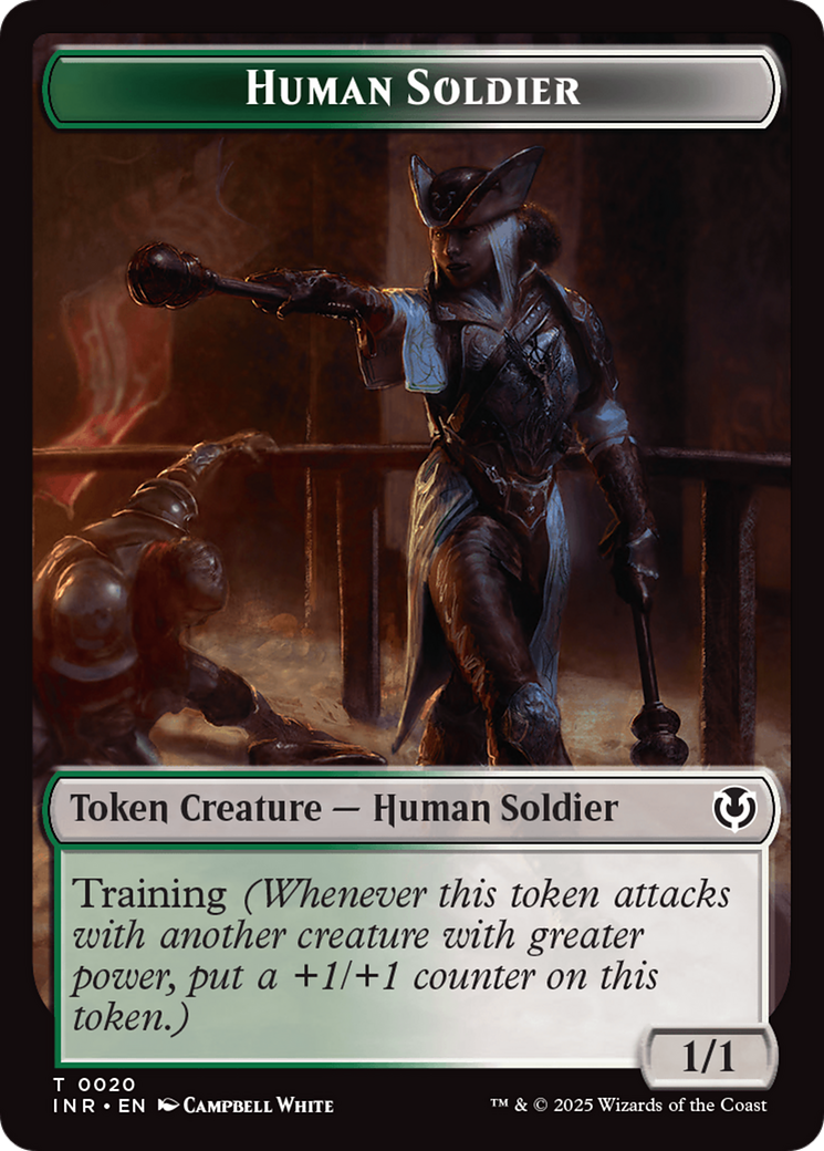 Human Soldier (0020) // Emblem - Tamiyo, Field Researcher Double-Sided Token [Innistrad Remastered Tokens] | Impulse Games and Hobbies