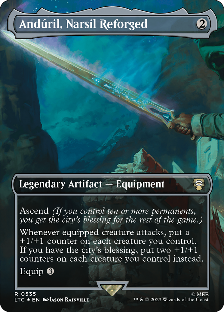 Anduril, Narsil Reforged (Borderless) (Surge Foil) [The Lord of the Rings: Tales of Middle-Earth Commander] | Impulse Games and Hobbies