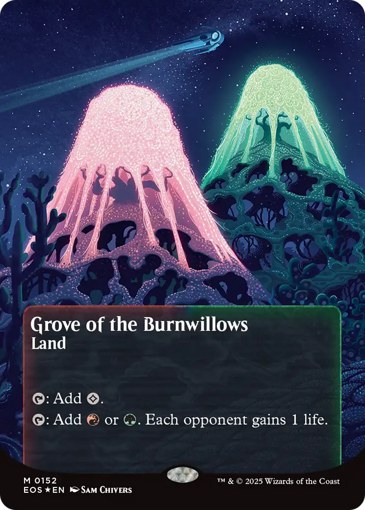 Grove of the Burnwillows (0152) (Borderless) (Galaxy Foil) [Edge of Eternities: Stellar Sights] | Impulse Games and Hobbies