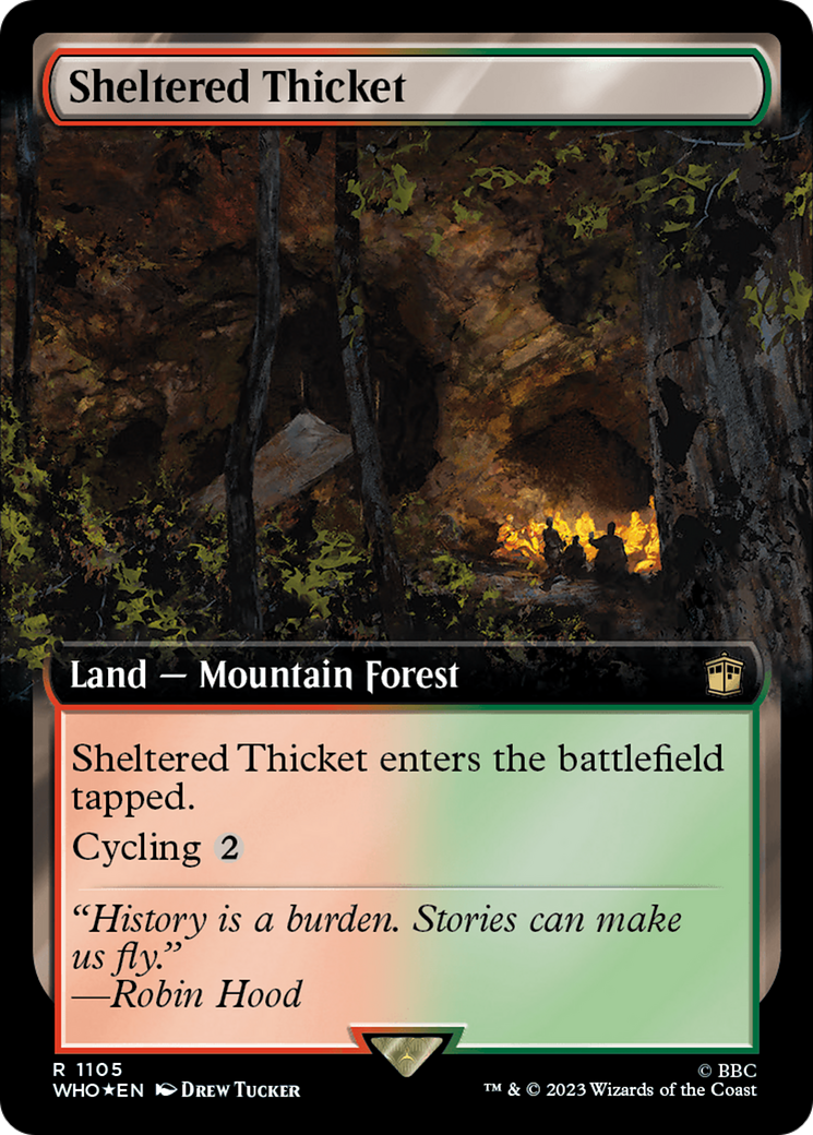 Sheltered Thicket (Extended Art) (Surge Foil) [Doctor Who] | Impulse Games and Hobbies