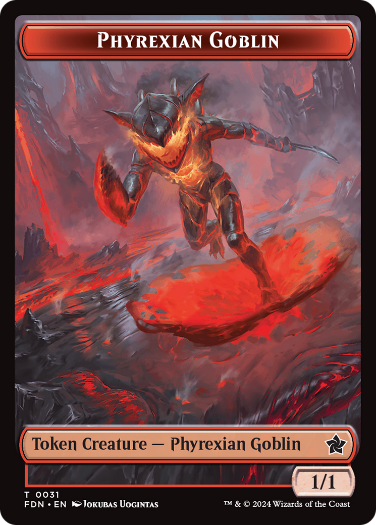 Cat (0027) // Phyrexian Goblin Double-Sided Token [Foundations Tokens] | Impulse Games and Hobbies