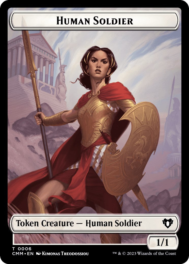 Human Soldier // Dragon (0021) Double-Sided Token [Commander Masters Tokens] | Impulse Games and Hobbies