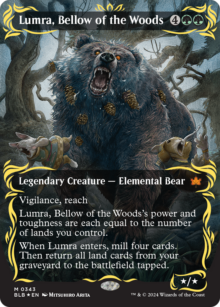 Lumra, Bellow of the Woods (Borderless) (Raised Foil) [Bloomburrow] | Impulse Games and Hobbies