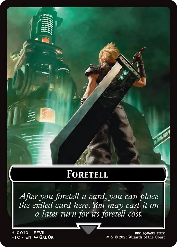 Foretell // Treasure Double-Sided Token (Surge Foil) [FINAL FANTASY Commander Tokens] | Impulse Games and Hobbies