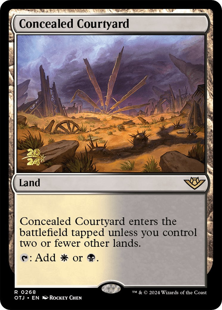 Concealed Courtyard (OTJ) [Outlaws of Thunder Junction Prerelease Promos] | Impulse Games and Hobbies