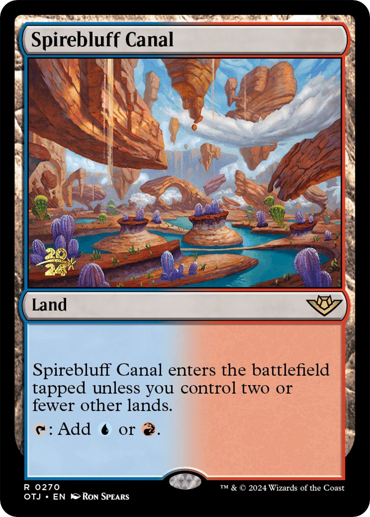 Spirebluff Canal (OTJ) [Outlaws of Thunder Junction Prerelease Promos] | Impulse Games and Hobbies