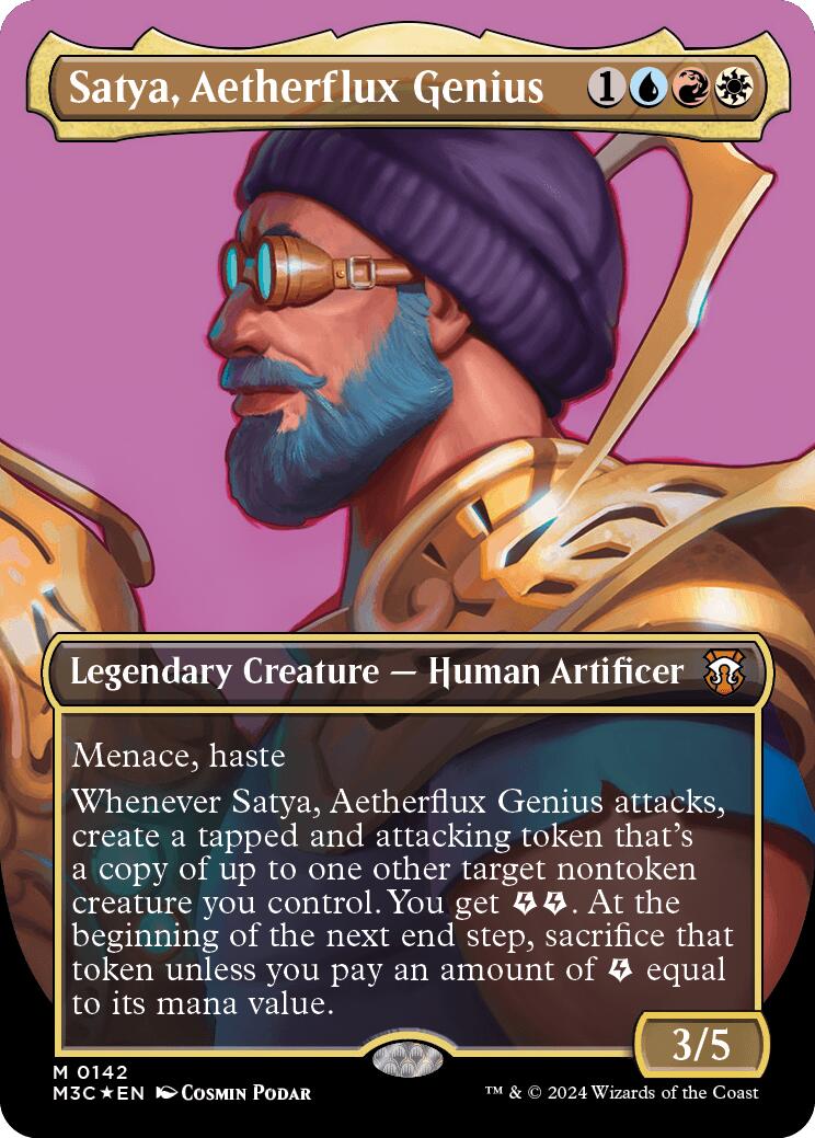 Satya, Aetherflux Genius (Borderless) (Ripple Foil) [Modern Horizons 3 Commander] | Impulse Games and Hobbies