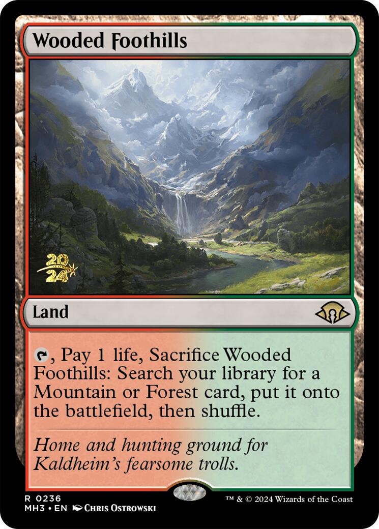 Wooded Foothills [Modern Horizons 3 Prerelease Promos] | Impulse Games and Hobbies