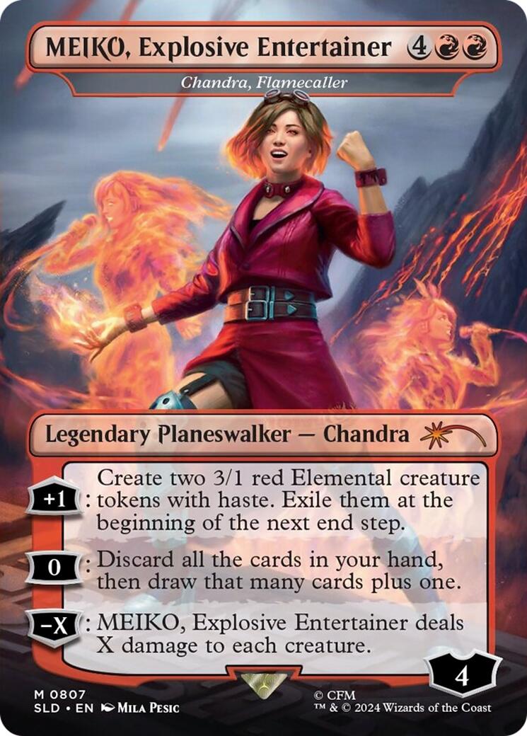 MEIKO, Explosive Entertainer - Chandra, Flamecaller (Rainbow Foil) [Secret Lair Drop Series] | Impulse Games and Hobbies