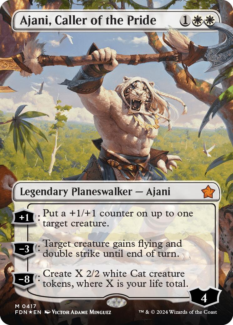 Ajani, Caller of the Pride (Borderless) (Mana Foil) [Foundations] | Impulse Games and Hobbies