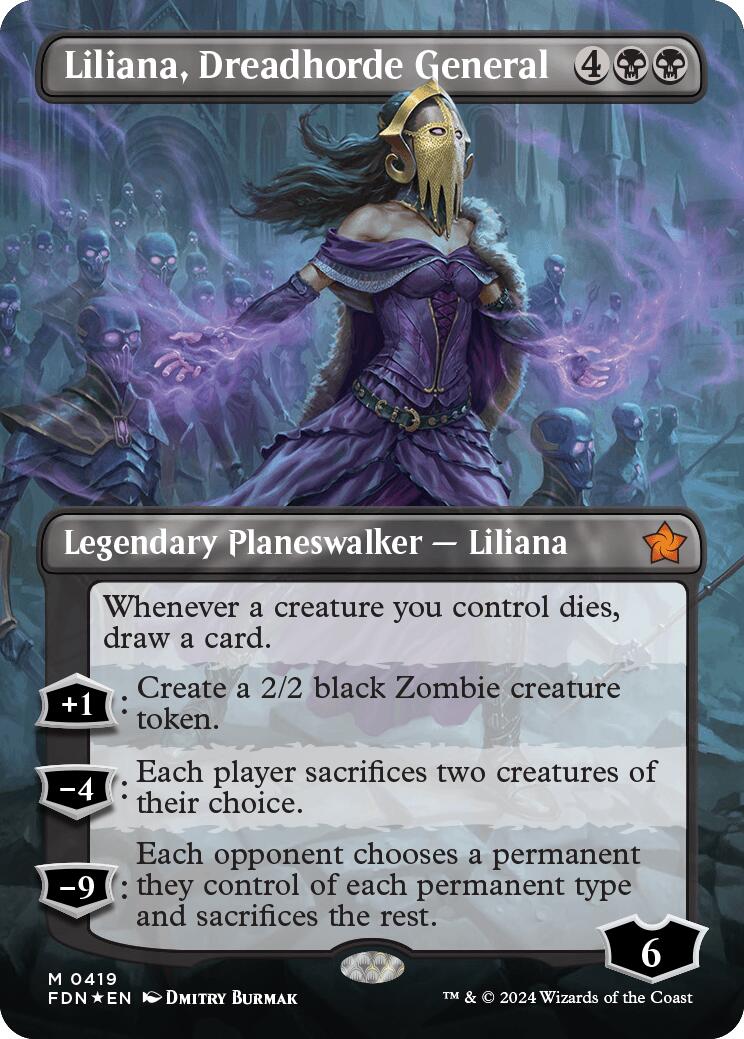 Liliana, Dreadhorde General (Borderless) (Mana Foil) [Foundations] | Impulse Games and Hobbies