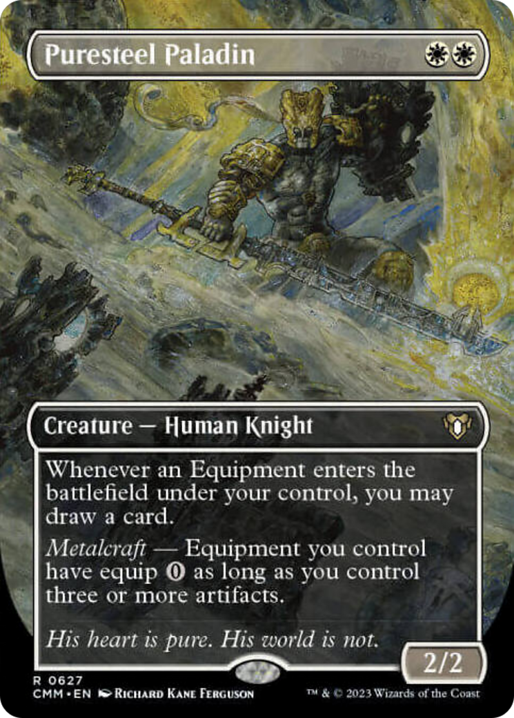 Puresteel Paladin (Borderless Alternate Art) [Commander Masters] | Impulse Games and Hobbies