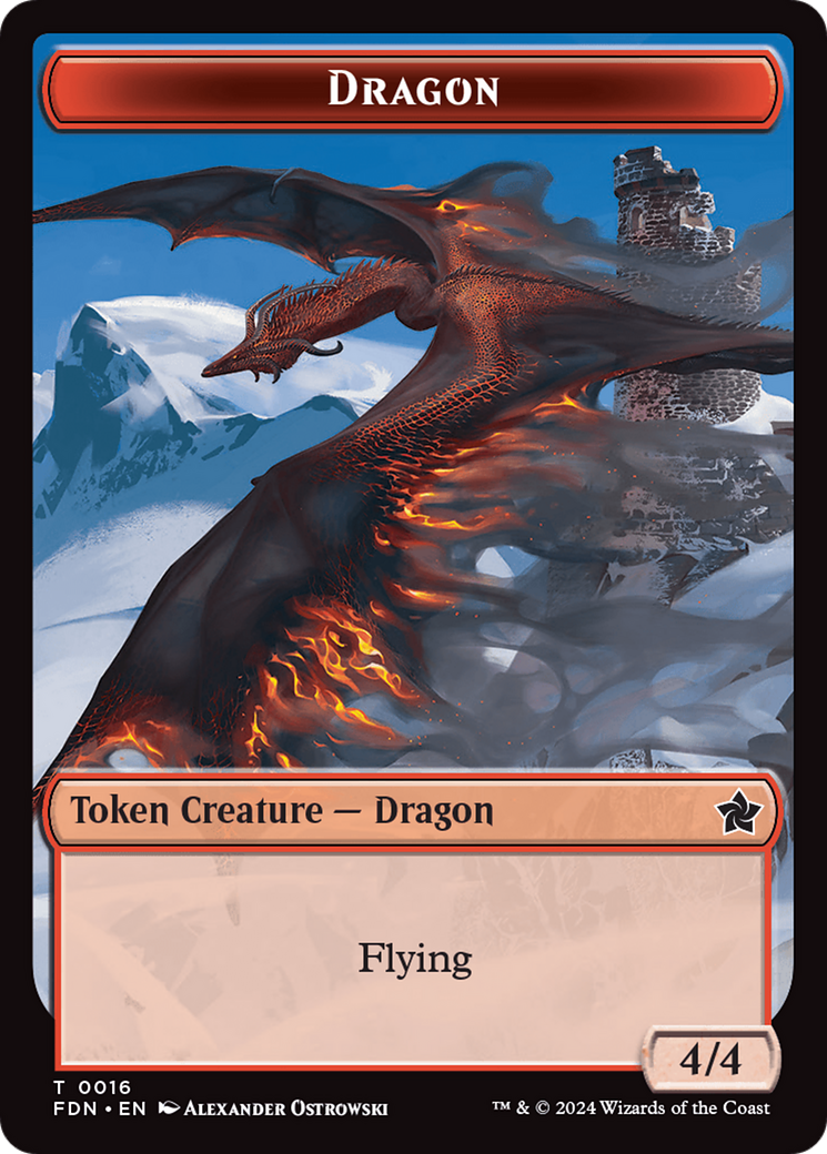 Dragon (0016) // Dragon (0017) Doubled-Sided Token [Foundations Tokens] | Impulse Games and Hobbies