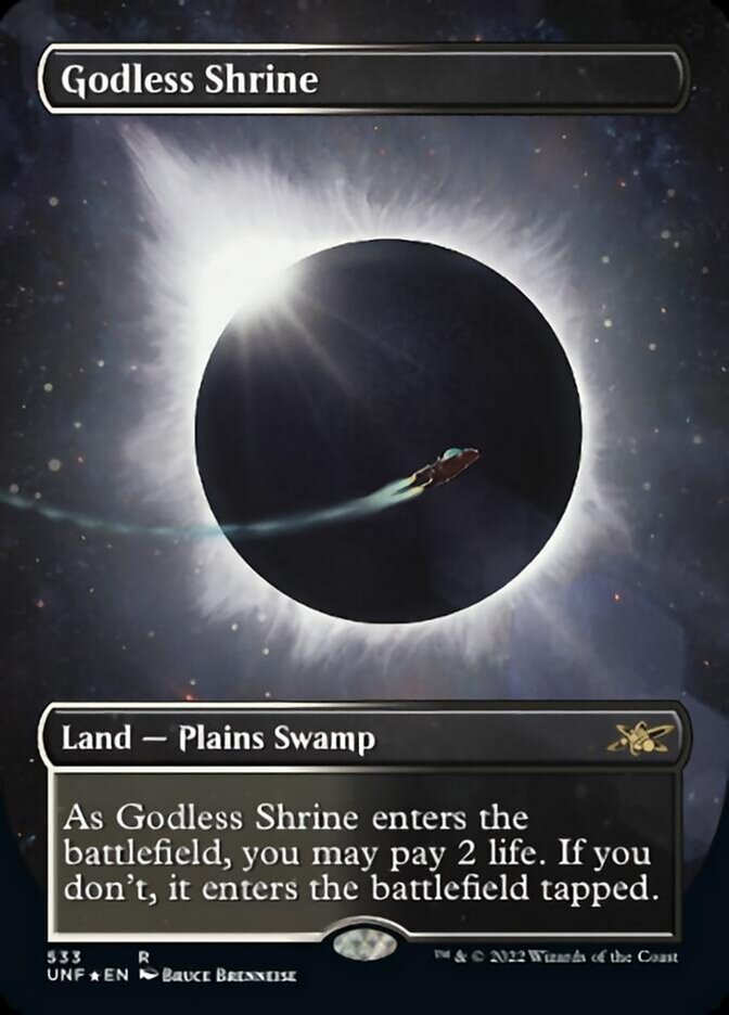 Godless Shrine (Borderless) (Galaxy Foil) [Unfinity] | Impulse Games and Hobbies