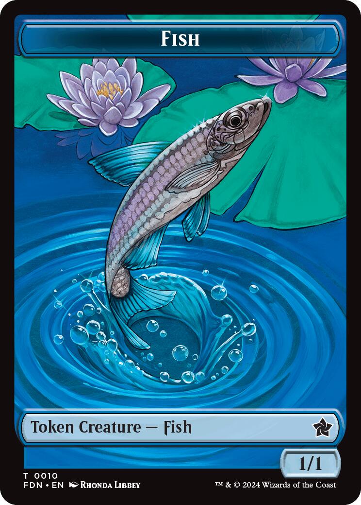 Faerie // Fish Doubled-Sided Token [Foundations Tokens] | Impulse Games and Hobbies