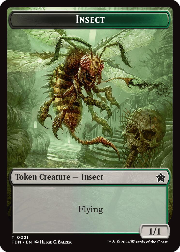 Zombie // Insect Doubled-Sided Token [Foundations Tokens] | Impulse Games and Hobbies