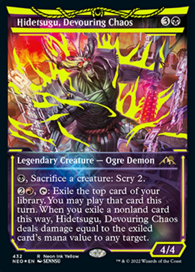 Hidetsugu, Devouring Chaos (Neon Ink Yellow) [Kamigawa: Neon Dynasty] | Impulse Games and Hobbies