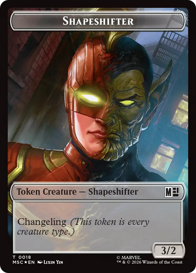 Shapeshifter (018) // Villain (025) Double-Sided Token (Surge Foil) [Marvel Super Heroes Commander Tokens] | Impulse Games and Hobbies