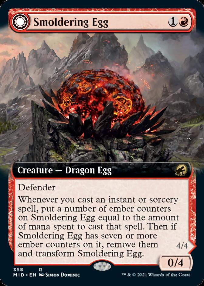 Smoldering Egg // Ashmouth Dragon (Extended Art) [Innistrad: Midnight Hunt] | Impulse Games and Hobbies