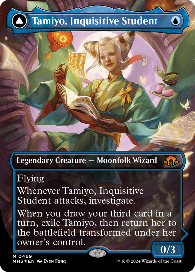 Tamiyo, Inquisitive Student // Tamiyo, Seasoned Scholar (Borderless) (Textured Foil) [Modern Horizons 3] | Impulse Games and Hobbies