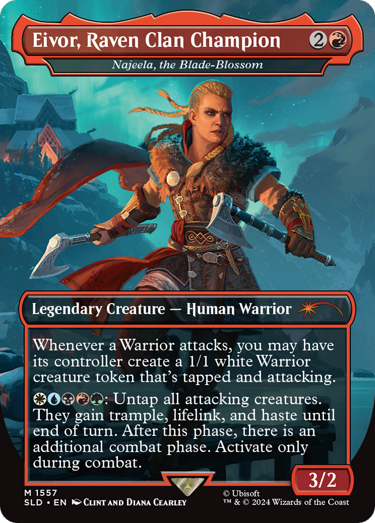 Eivor, Raven Clan Champion - Najeela, the Blade-Blossom (Rainbow Foil) [Secret Lair Drop Series] | Impulse Games and Hobbies