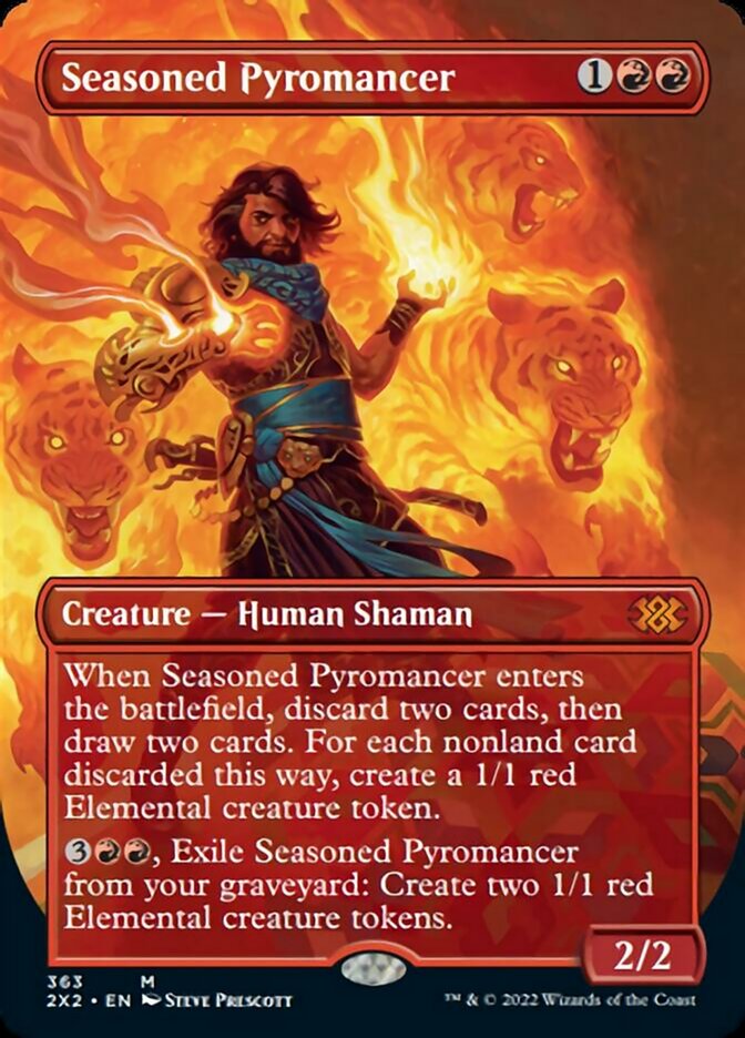 Seasoned Pyromancer (Borderless Alternate Art) [Double Masters 2022] | Impulse Games and Hobbies