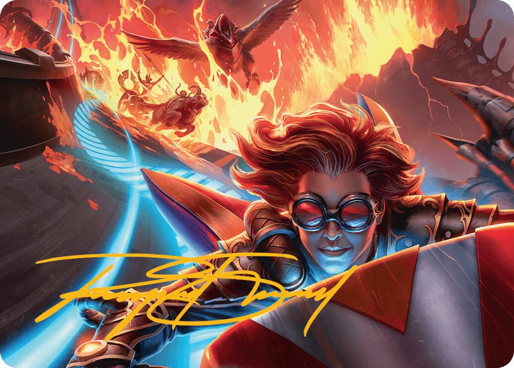 Outpace Oblivion Art Card (Gold-Stamped Signature) [Aetherdrift Art Series] | Impulse Games and Hobbies