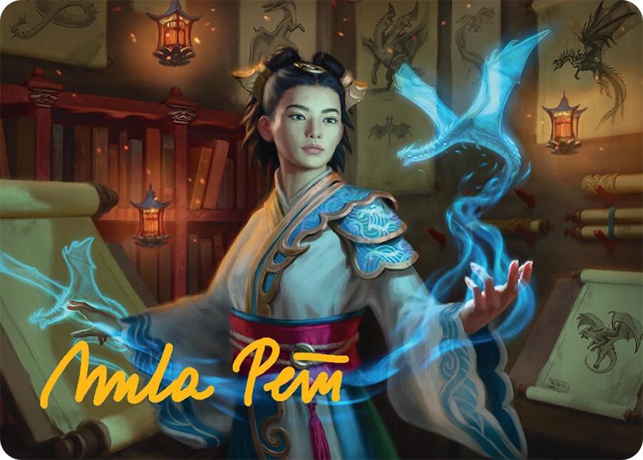 Dragonologist Art Card (6/54) (Gold-Stamped Signature) [Tarkir: Dragonstorm Art Series] | Impulse Games and Hobbies