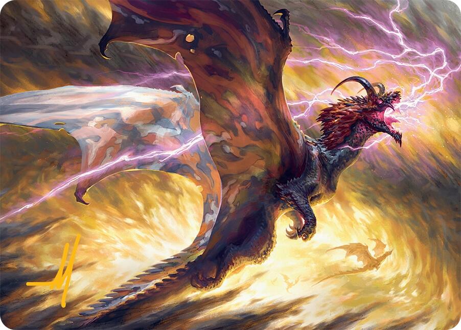 Stormscale Scion Art Card (17/54) (Gold-Stamped Signature) [Tarkir: Dragonstorm Art Series] | Impulse Games and Hobbies
