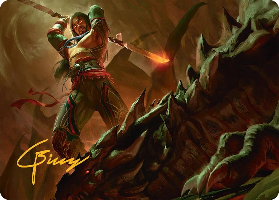 Sarkhan's Resolve Art Card (18/54) (Gold-Stamped Signature) [Tarkir: Dragonstorm Art Series] | Impulse Games and Hobbies